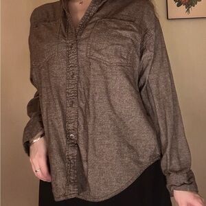 Aerie Soft Brown Button-Up Shirt